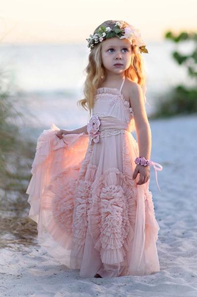 pink flower girl dresses